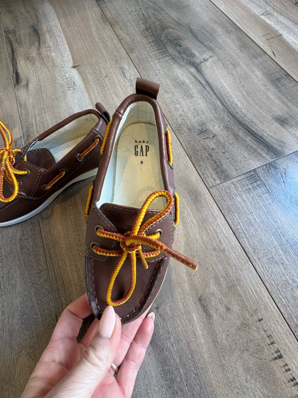 SOLD GAP Kids Brown Moccasins with Yellow Trim